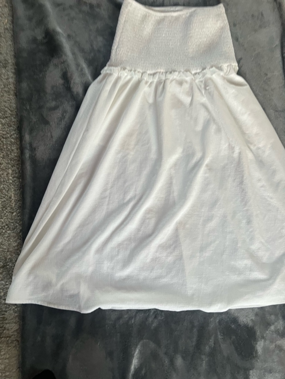 White flowy strapless dress